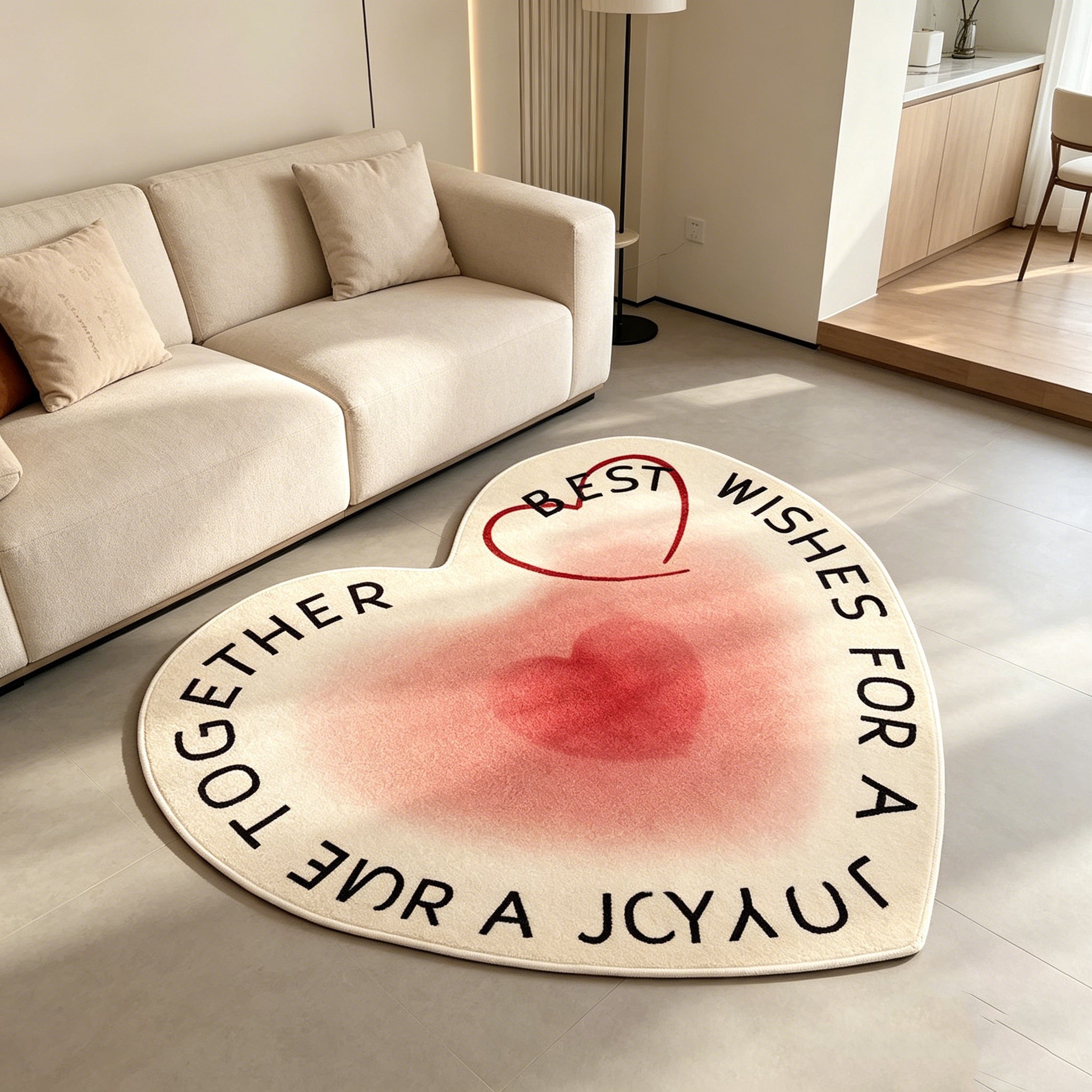 CREAM HEART 2 RUG view 2