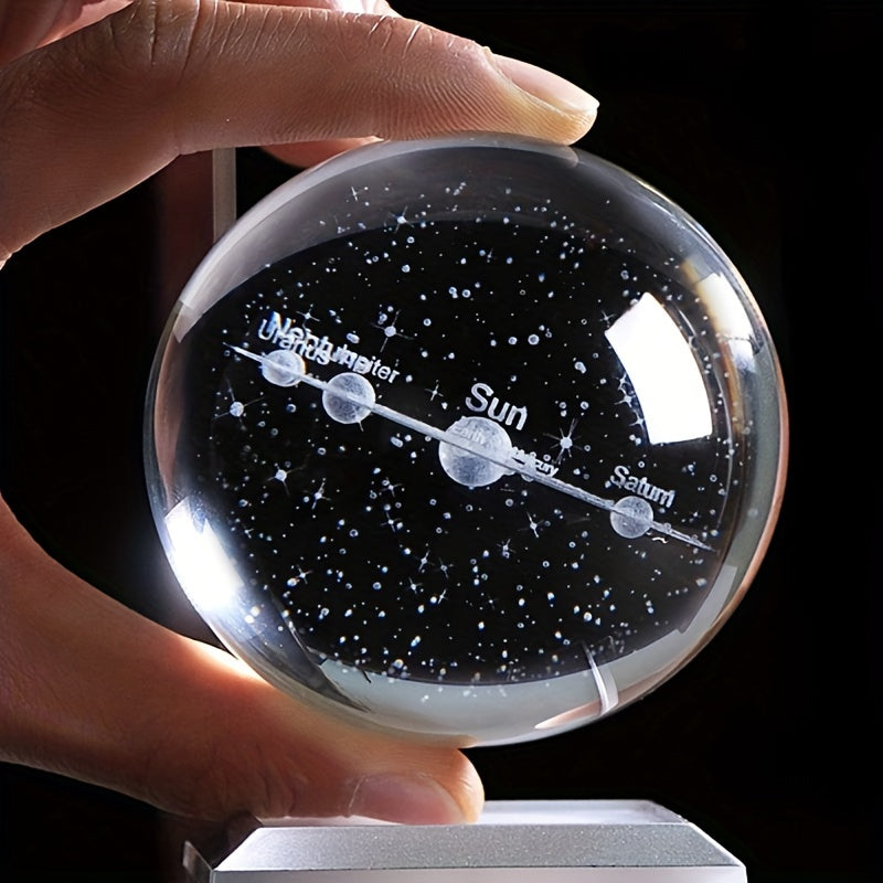 Tnessential Small 3D Solar System Crystal Ball with a Touch LED Base 3D Decor