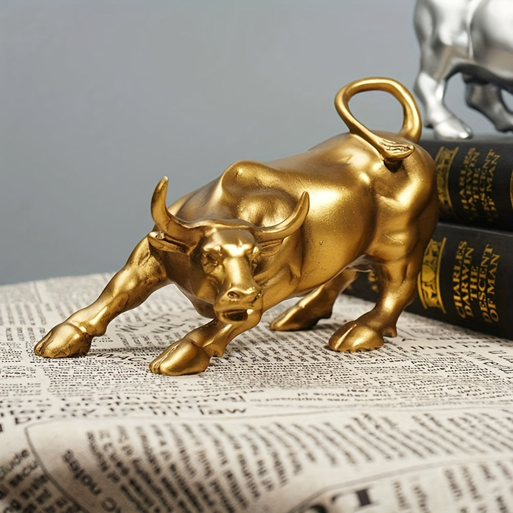 Tnessential Golden Bull Statue 3D Decor