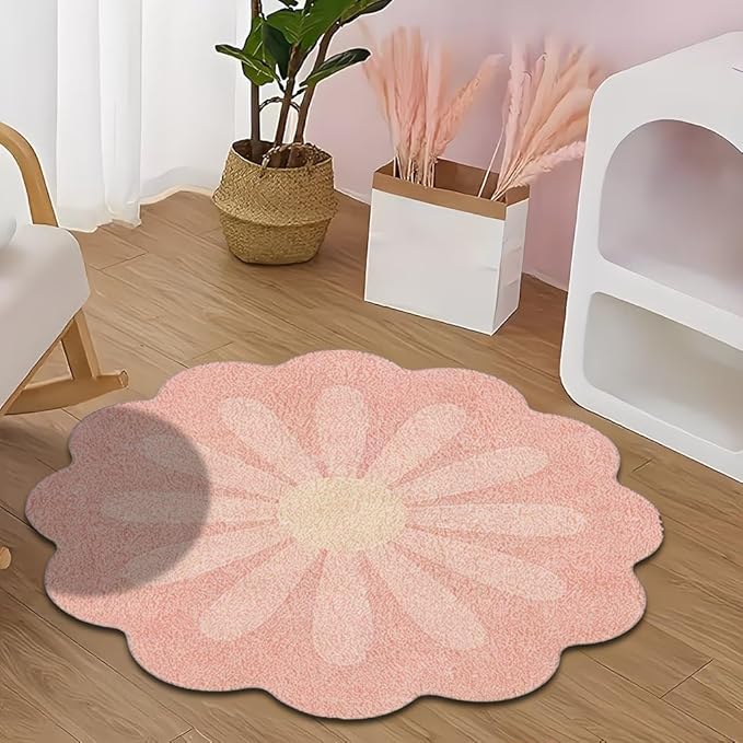 PINK DAISY FLOWER RUG