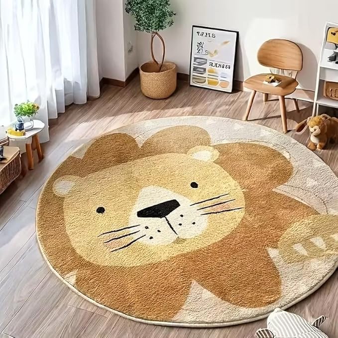 CUTE LION ROUND RUG