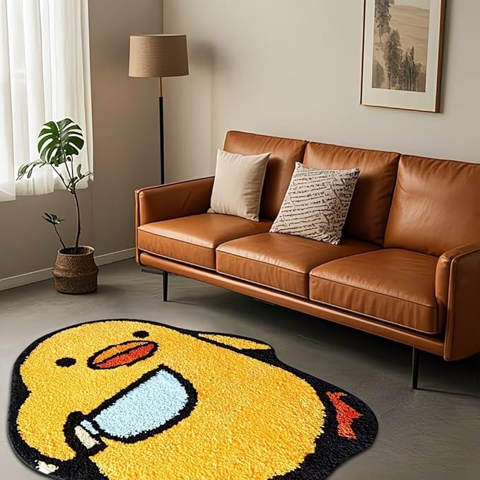 CUTE DUCK WITH KNIFE RUG