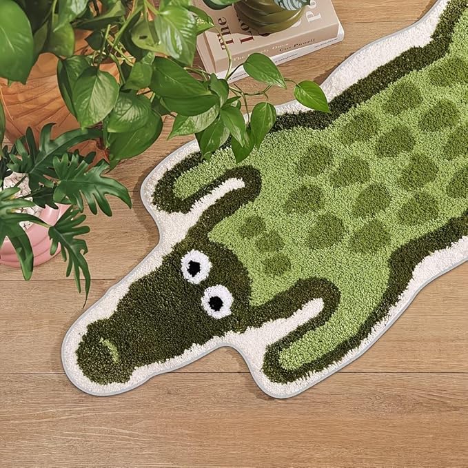 CUTE GREEN CROCODILE RUG