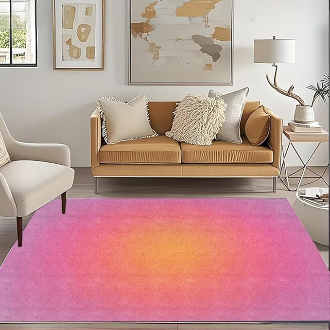 COOL ORANGE AND PINK ABSTRACT RUG