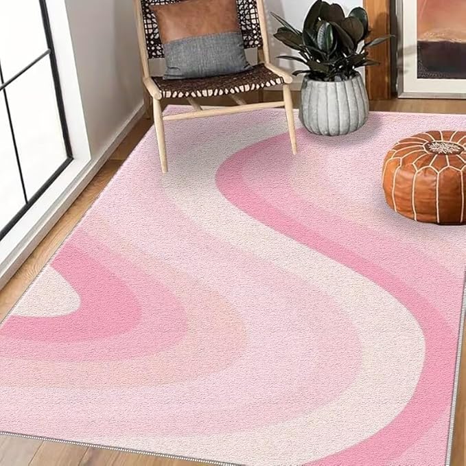 CUTE LIGHT PINK FLORAL ABSTRACT RUG