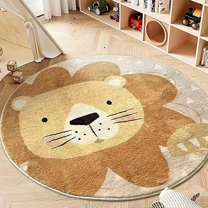 CUTE LION ROUND RUG