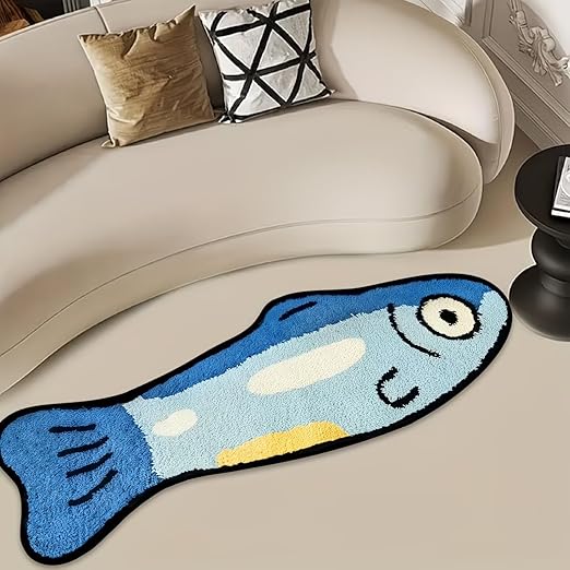 CUTE BLUE FISH RUG