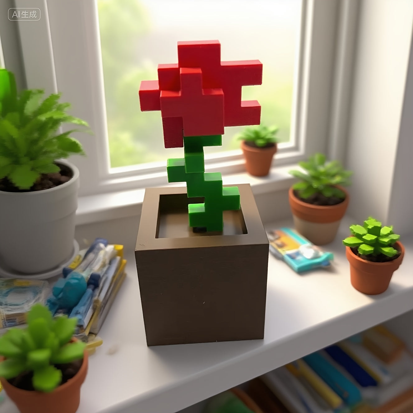 Tnessential Pixel Rose Decoration 3D Decor