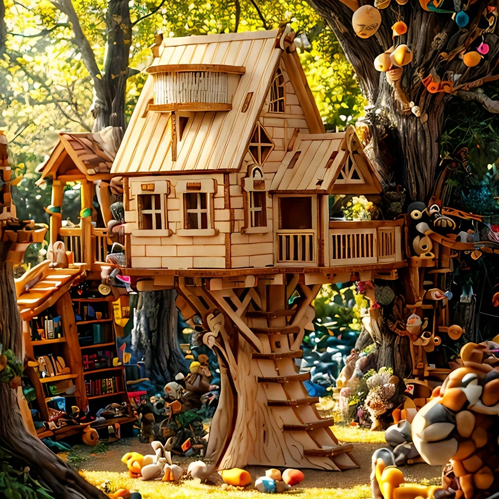 Tnessential D Wooden Treehouse Model Puzzle 3D Decor
