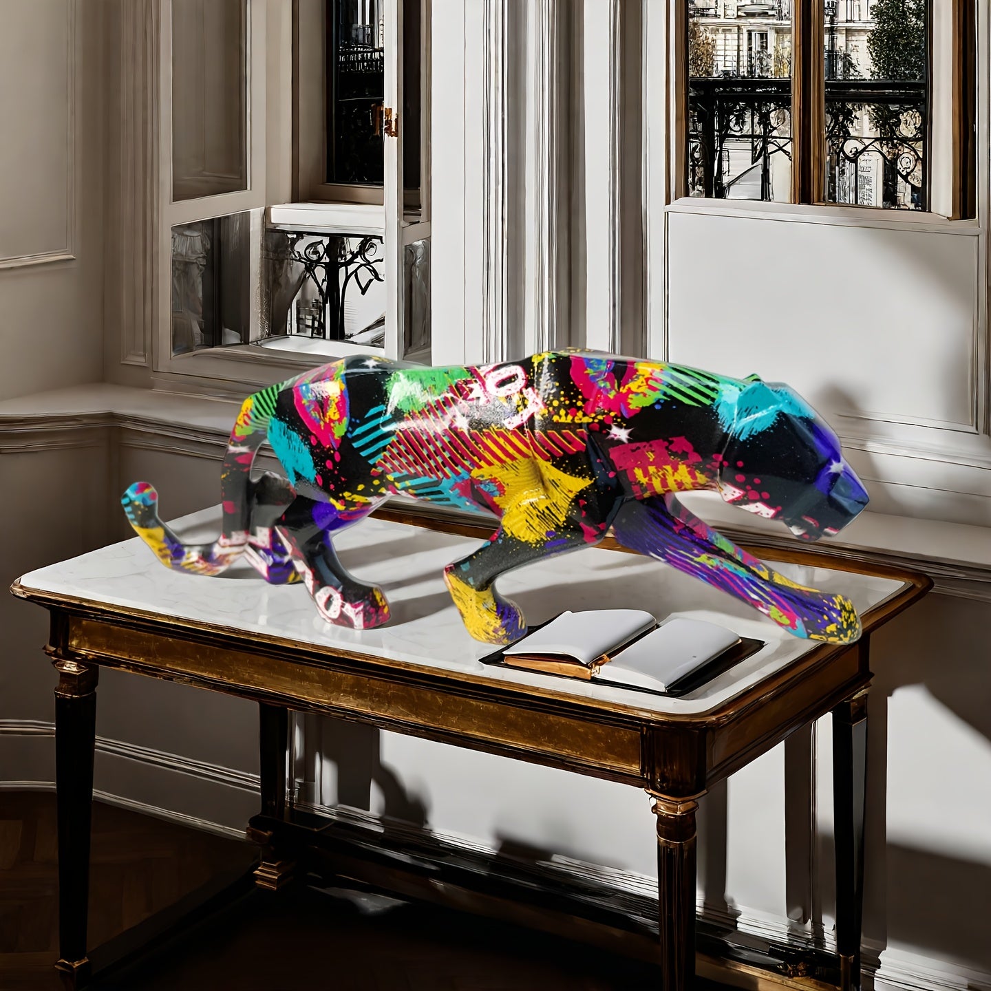 Tnessential Geometric Leopard-shaped Ornament 3D Decor