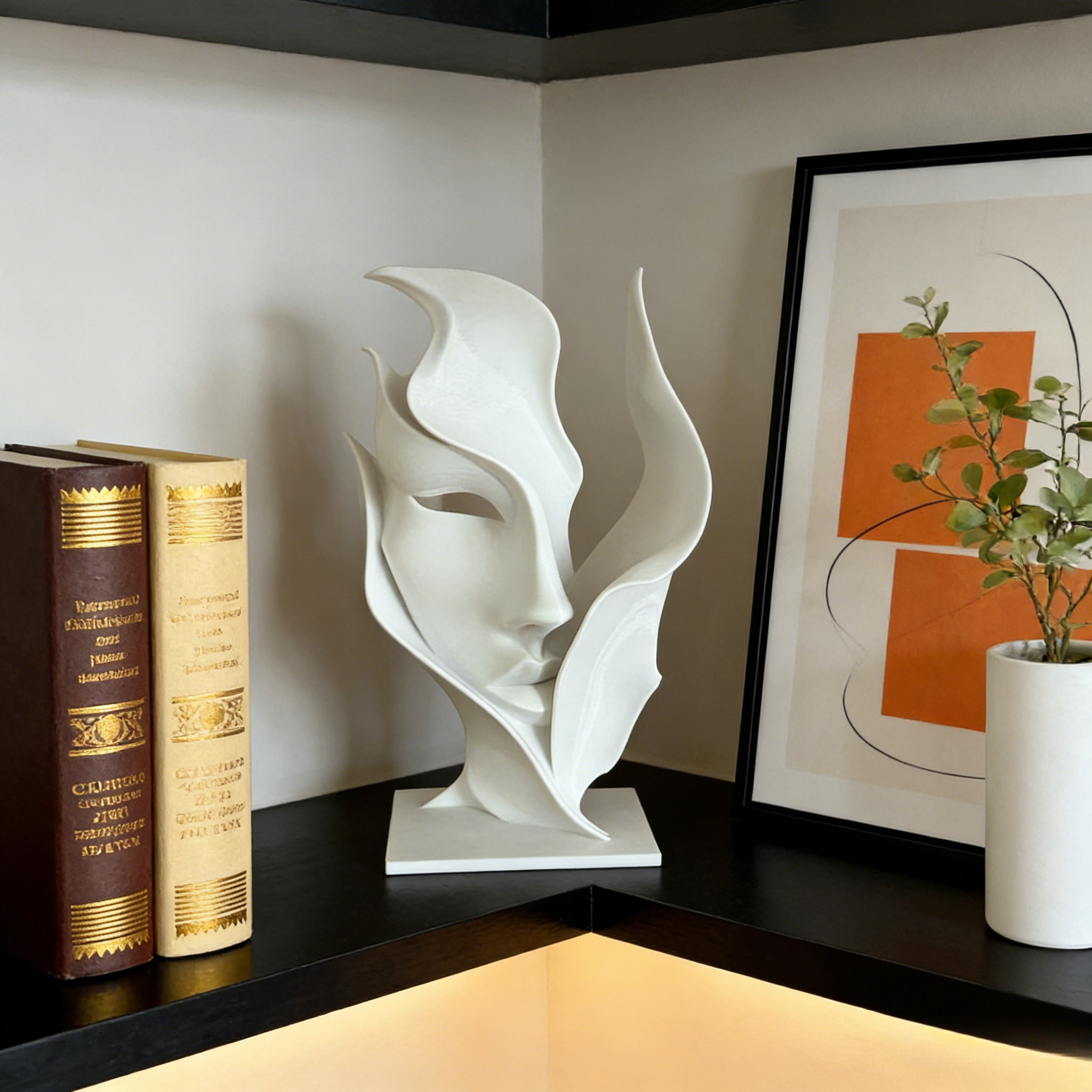 Tnessential White Art Half-face Sculpture 3D Decor