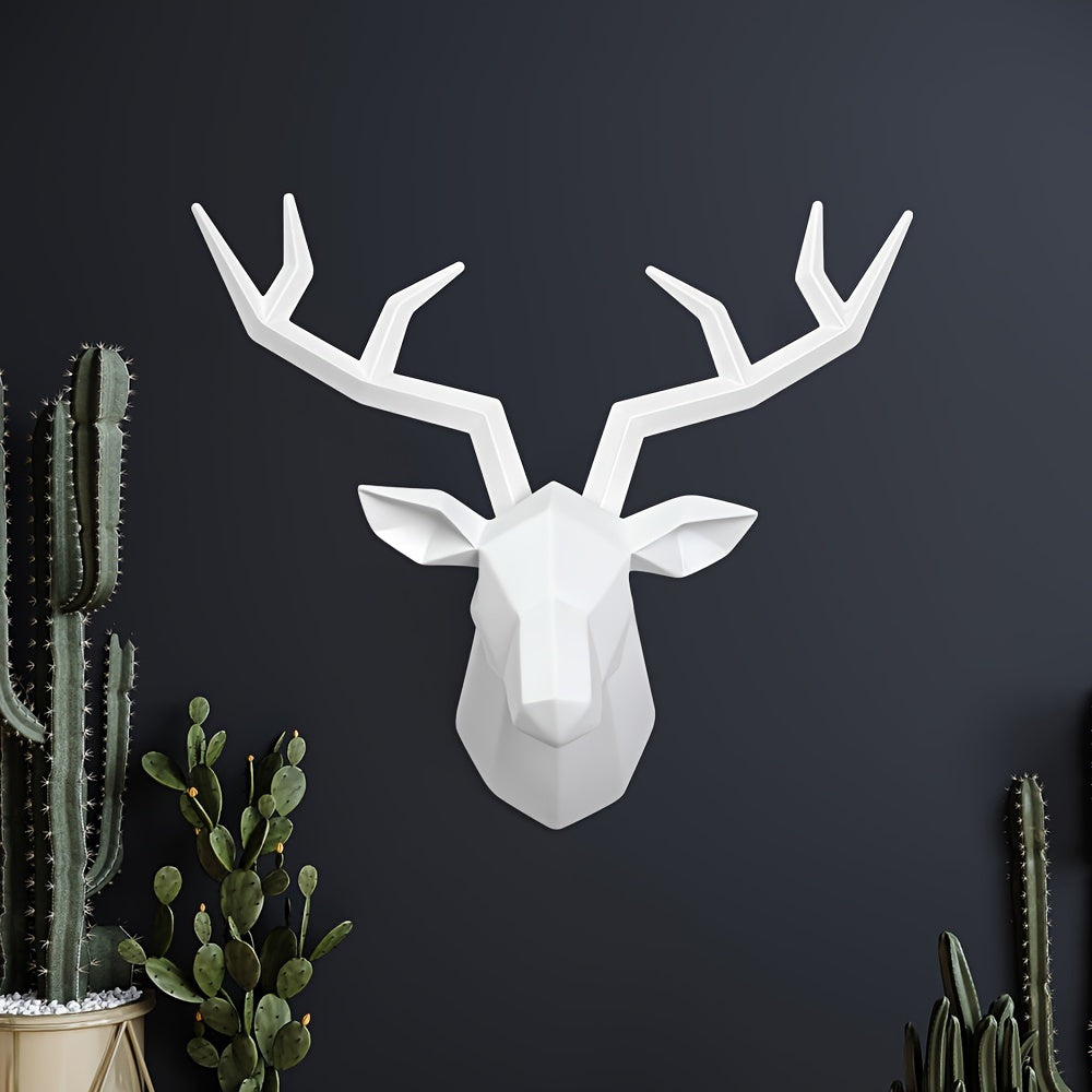 Tnessential Resin Creative Geometric Auspicious Deer Head 3D Decor
