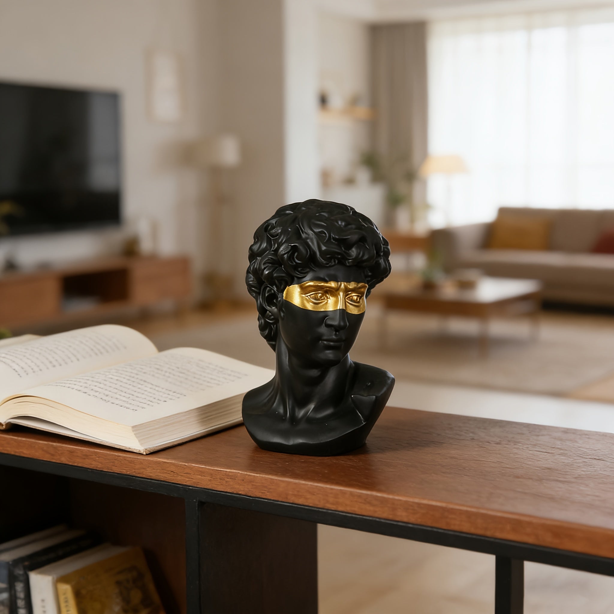 Tnessential Elegant Nordic-style David Sculpture with Golden Accents 3D Decor