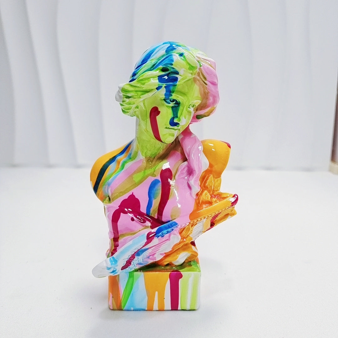 Tnessential 1pc Vibrant Graffiti Muse Statue 3D Decor