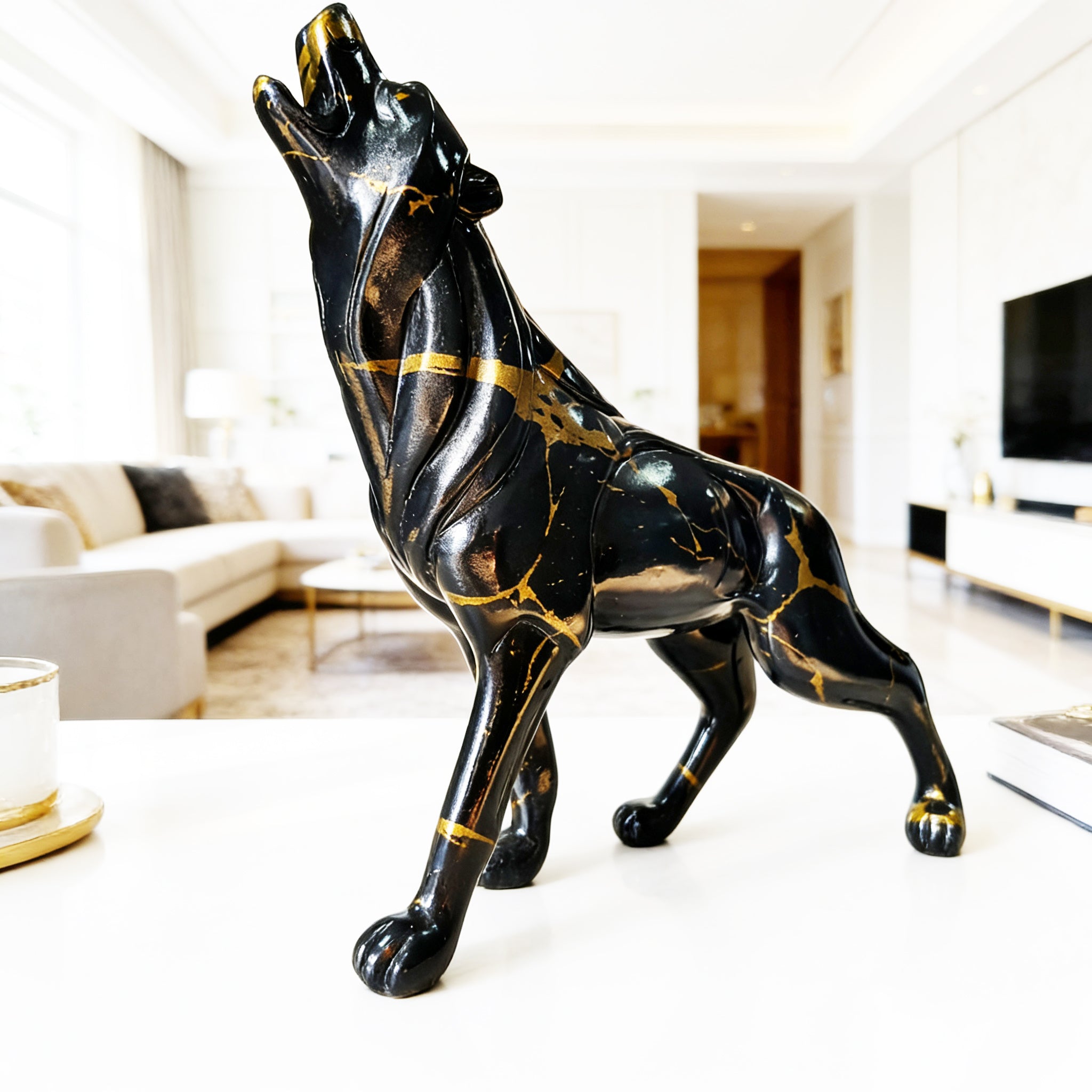 Tnessential Large Size Wolf Statue Ornament 3D Decor