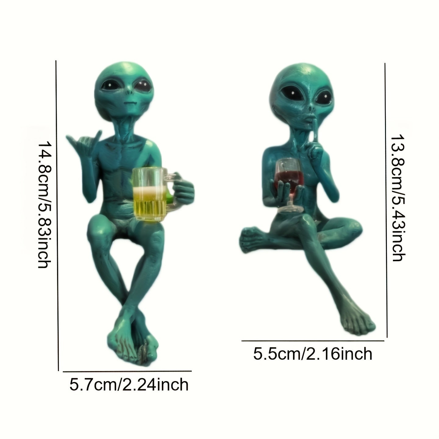 Tnessential Green Alien Drinking Resin Collectible Figurines 3D Decor