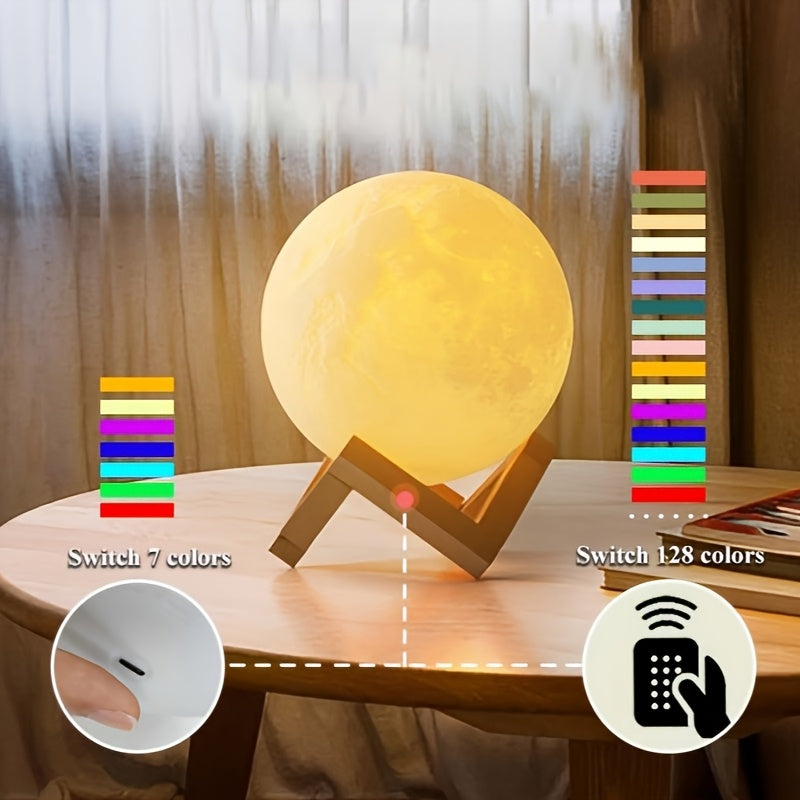 Tnessential PINOCO Smart Remote Control Moon Lamp with 128 Color 3D Decor