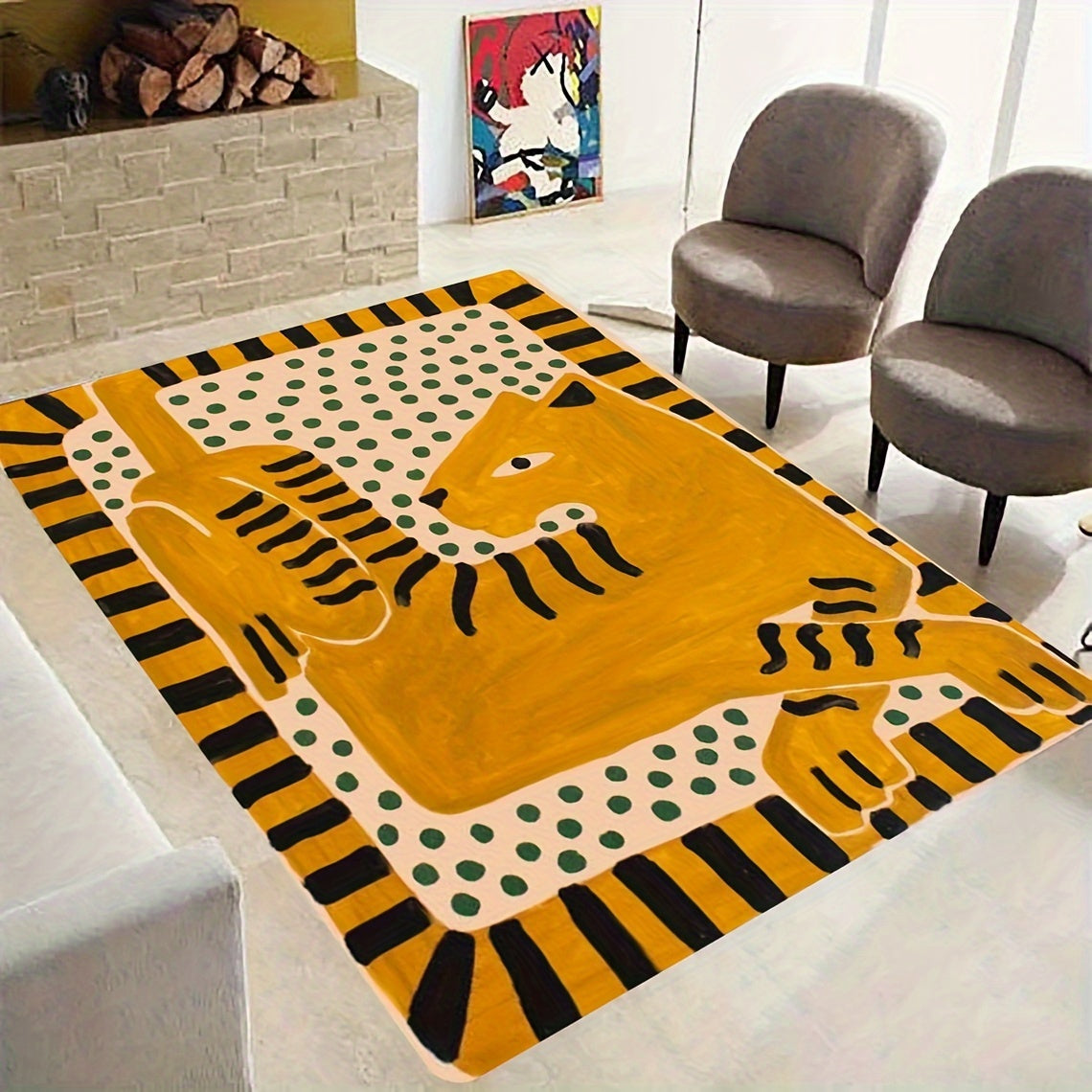 YELLOW TIGER RUG view 2