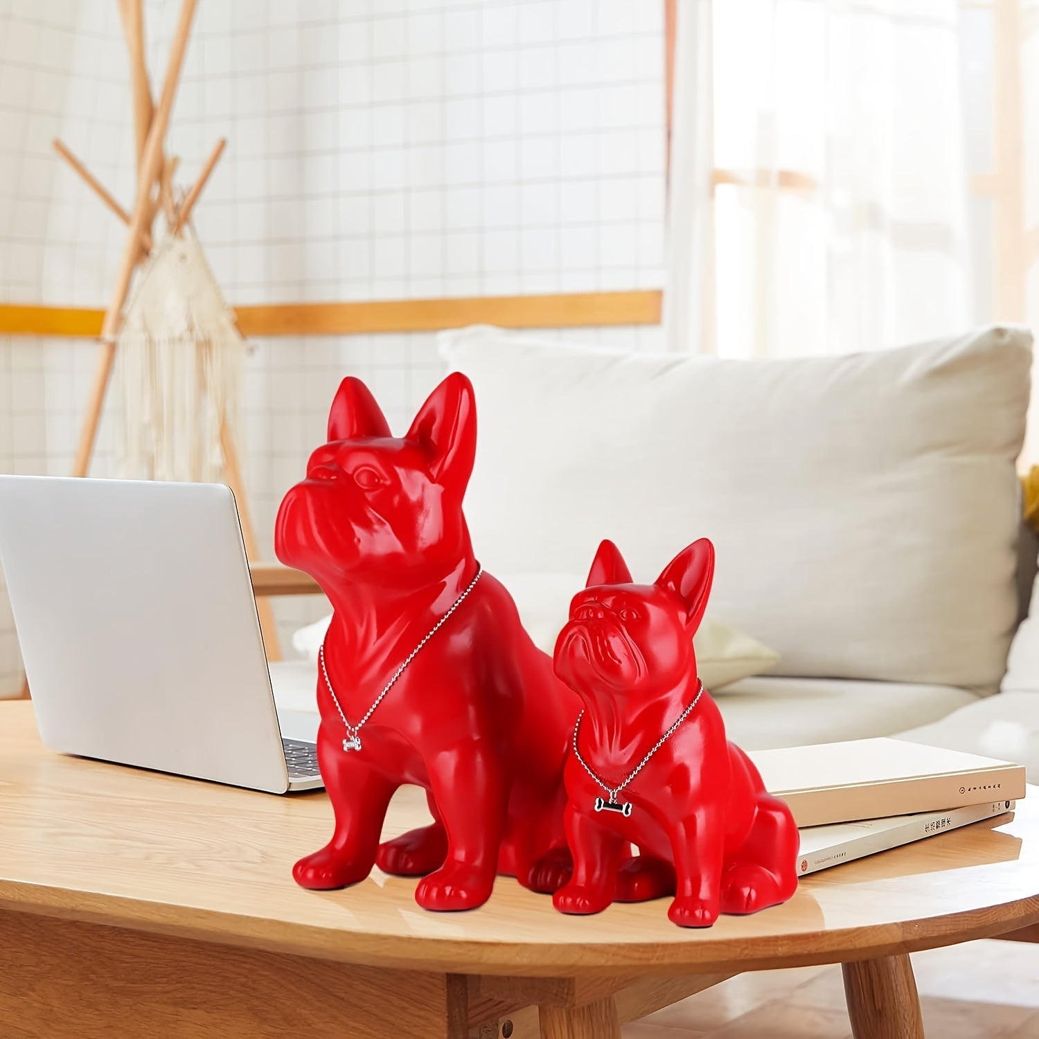Tnessential Resin Bulldog Statues 3D Decor