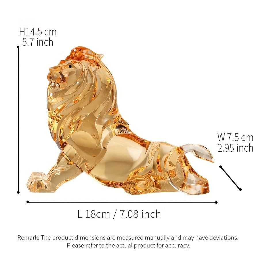 Tnessential D Flat 3D Creative Amber Lion Figurine Transparent 3D Decor