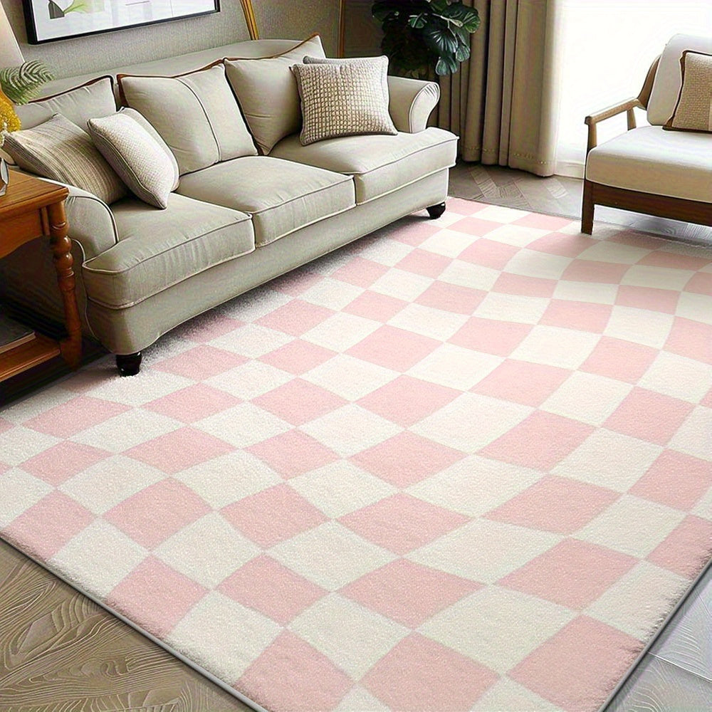 PINK CHECKERED 3 RUG view 2