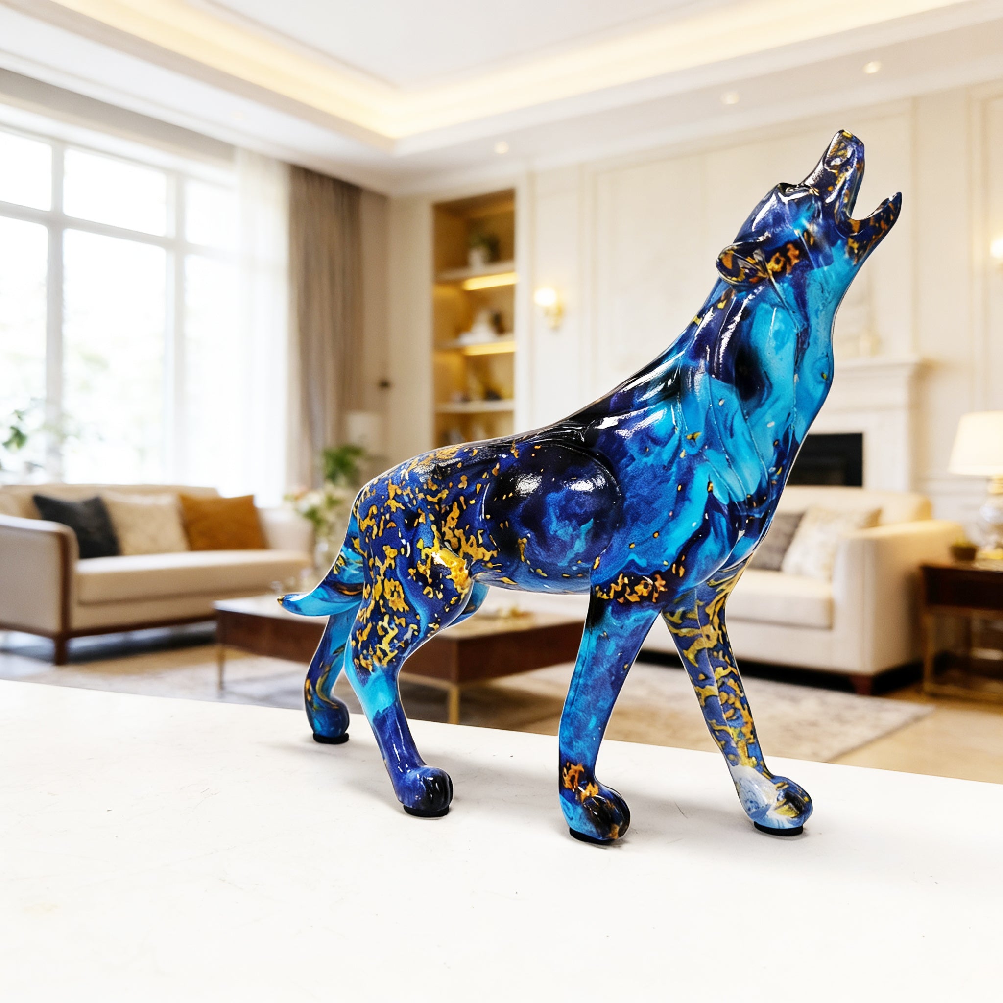 Tnessential Large Size Wolf Statue Ornament 3D Decor