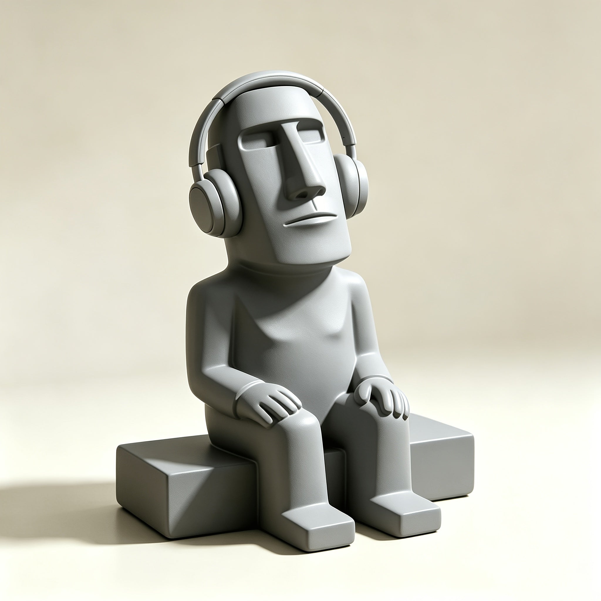 Tnessential Moai Statue with Headphones 3D Decor