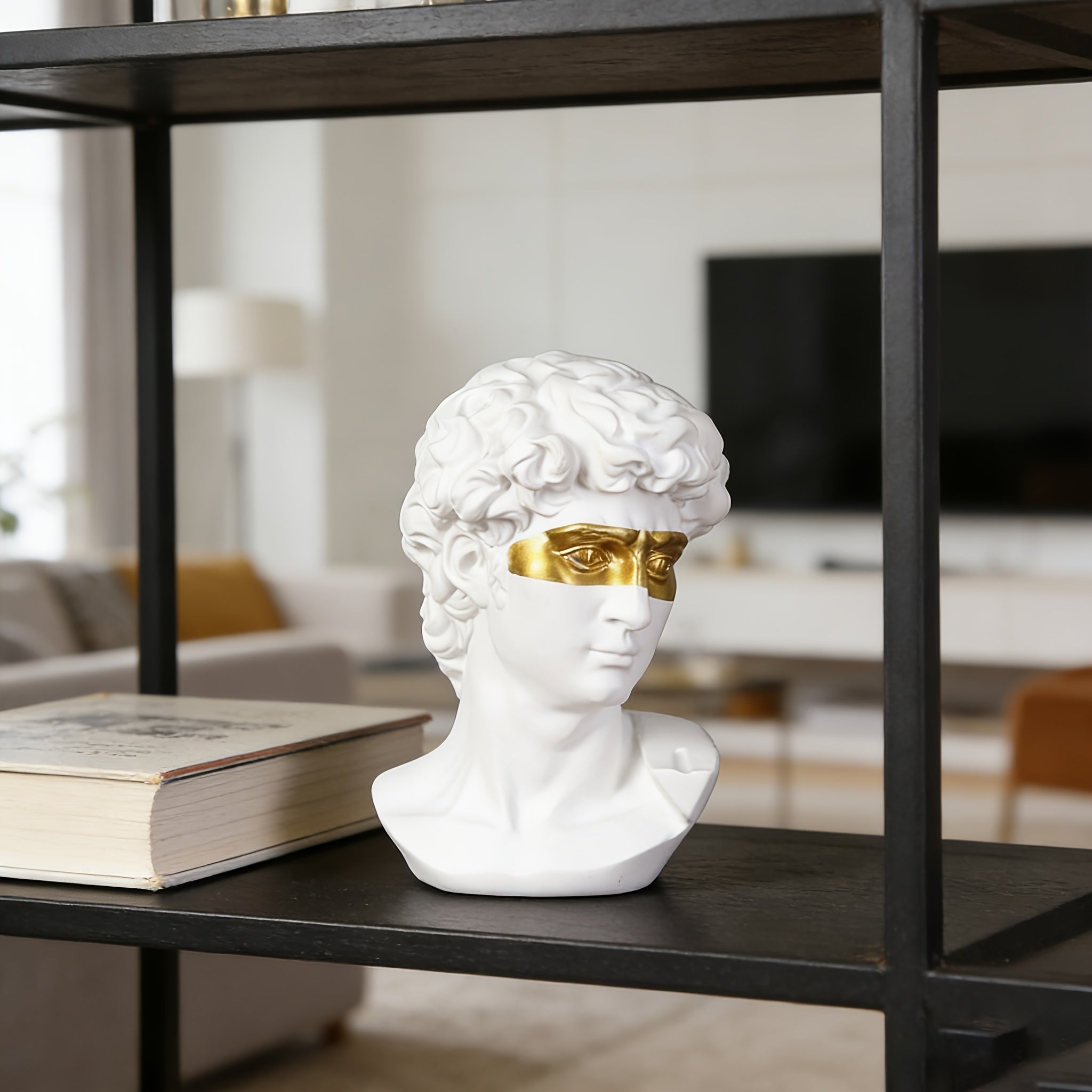 Tnessential Elegant Nordic-style David Sculpture with Golden Accents 3D Decor