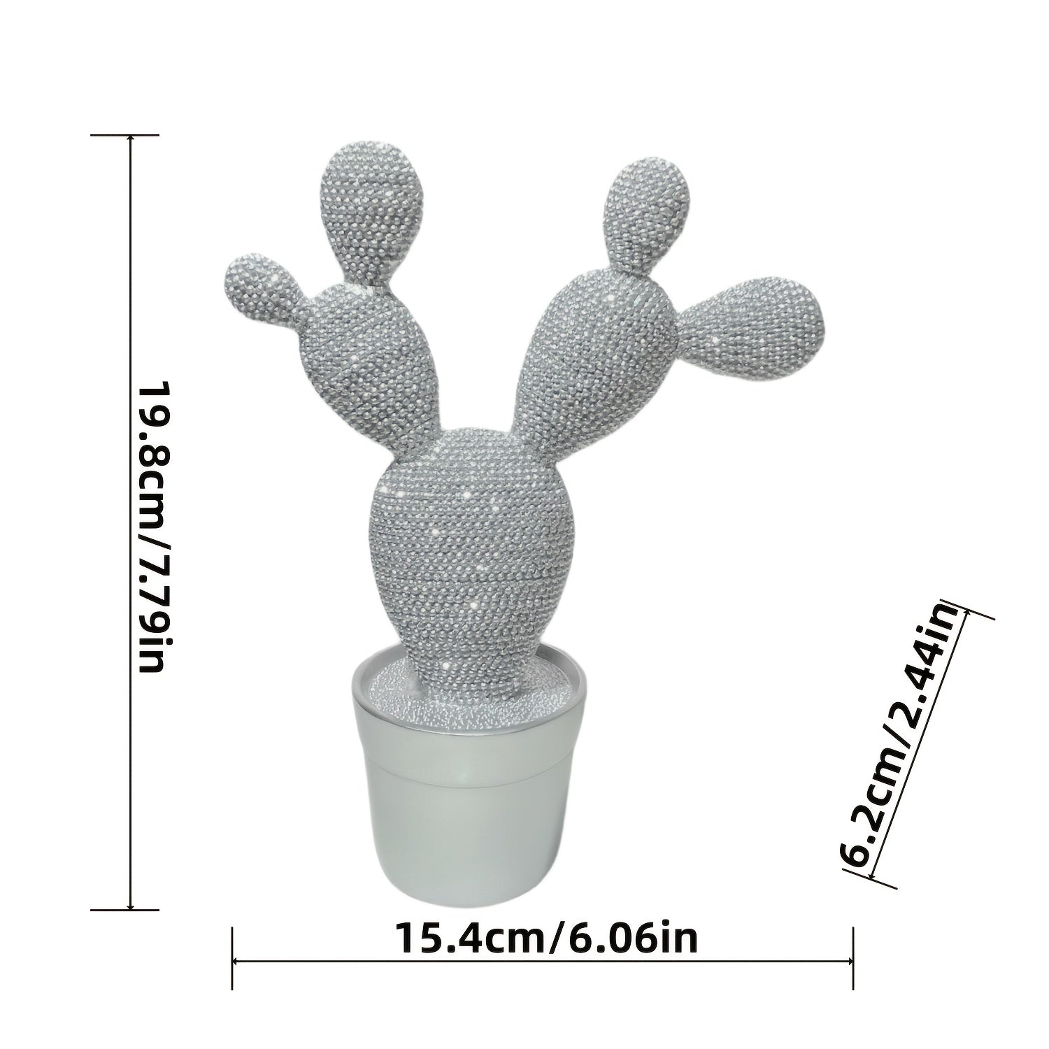 Tnessential Sparkly Green Cactus Statue 3D Decor