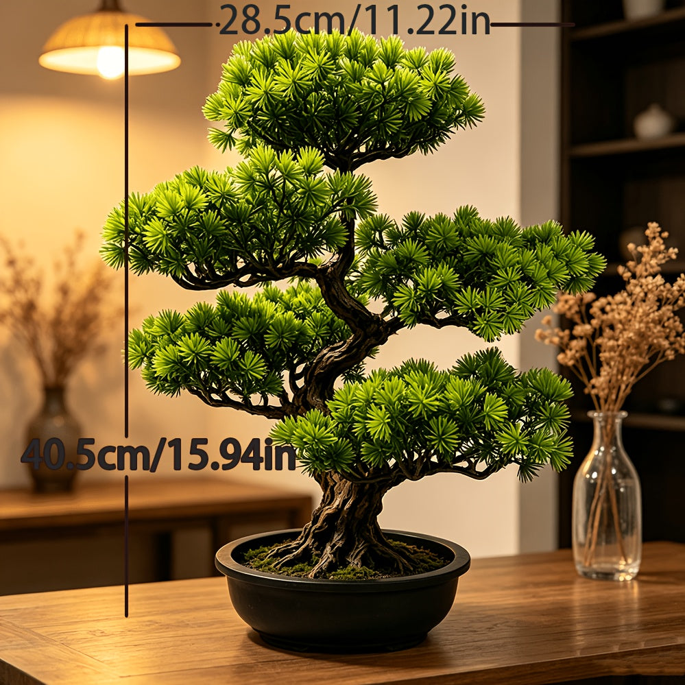Tnessential Large Simulation Podocarpus Macrophyllus Green Plant Bonsai 3D Decor