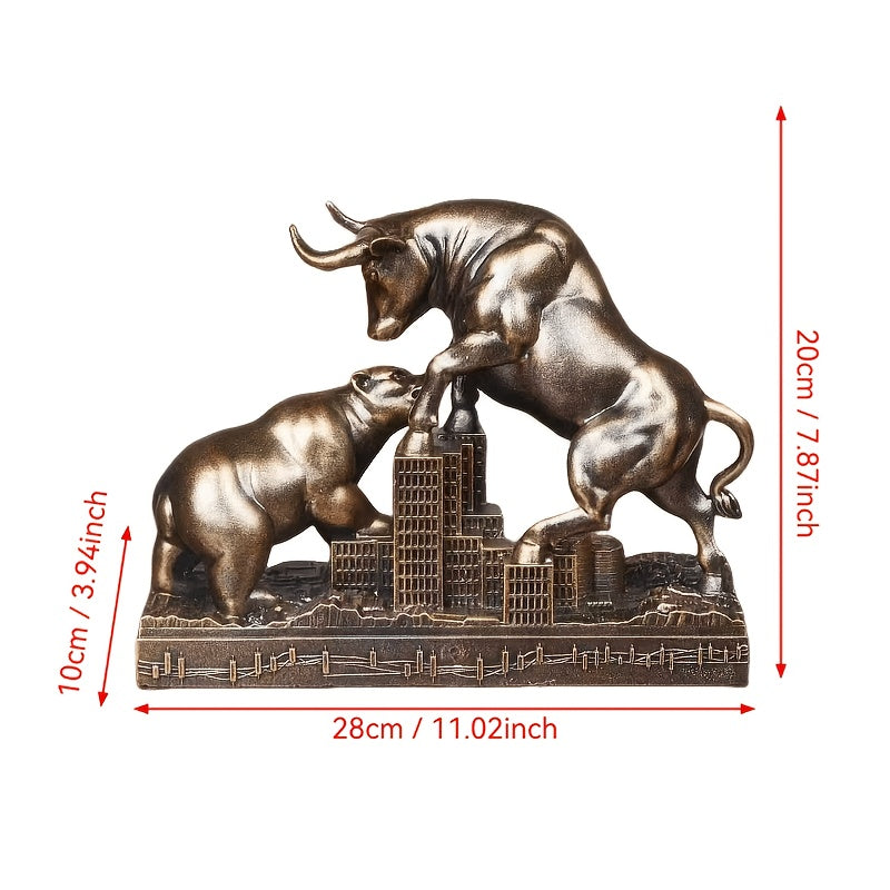 Tnessential Bull & Bear Wall Street Battle Statue 3D Decor