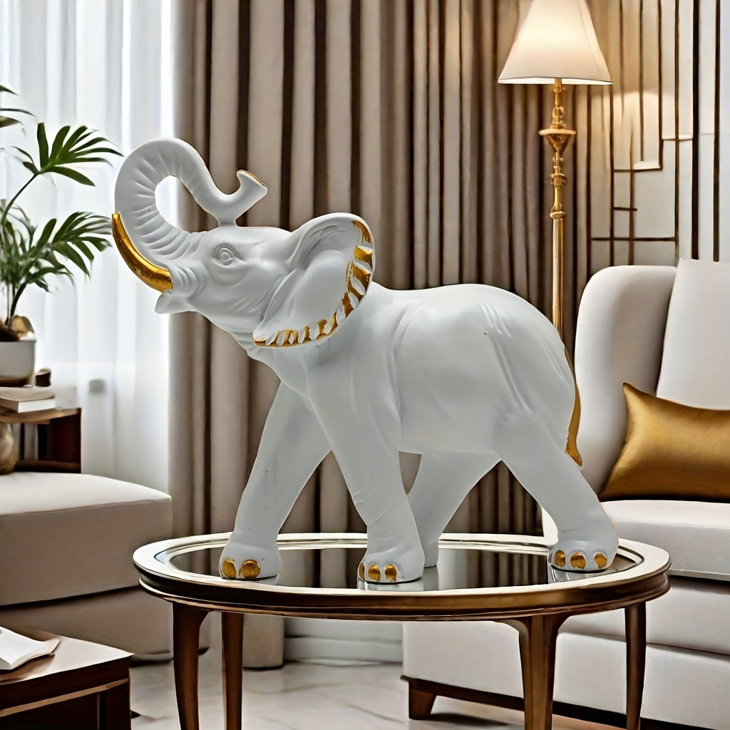 Tnessential Charming Resin Elephant Sculpture 3D Decor