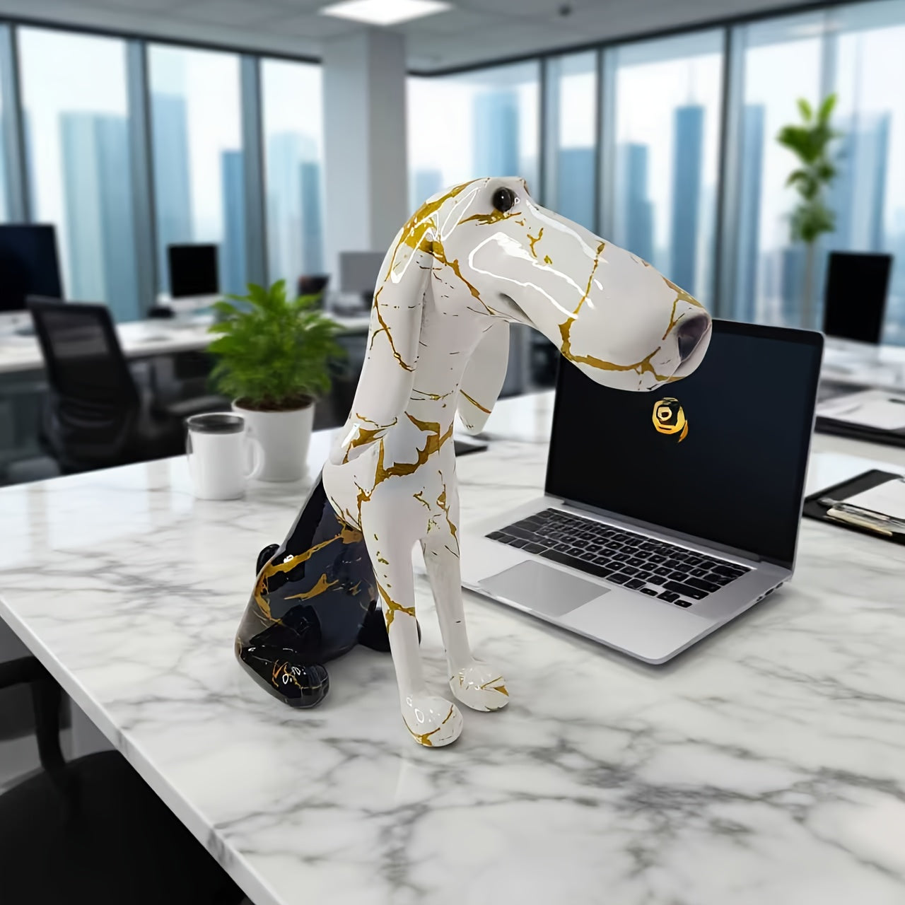 Tnessential White Sexy Big Lip Dachshon Statue Ornaments 3D Decor
