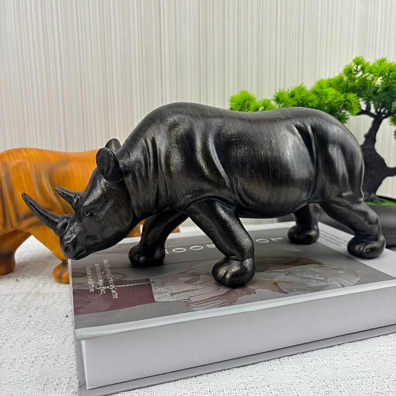 Tnessential Rustic Farmhouse Style Rhino Statue 3D Decor