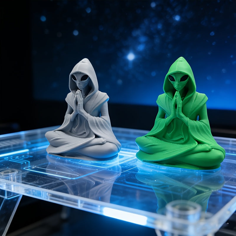 Tnessential Printed Meditating Alien Figurine 3D Decor