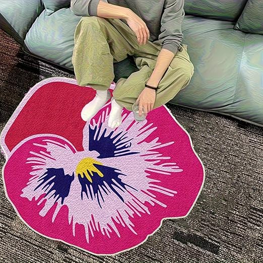 COOL AESTHETIC RED AND PINK FLORAL RUG