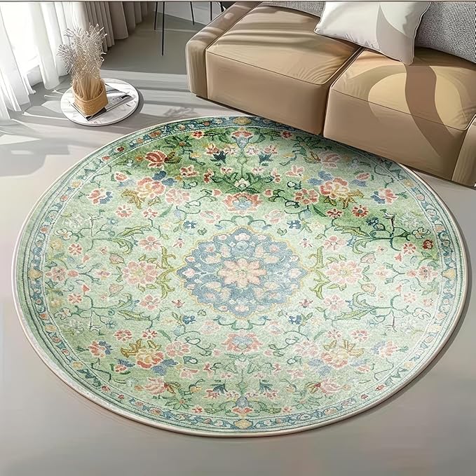 CUTE GREEN FLORAL RUG