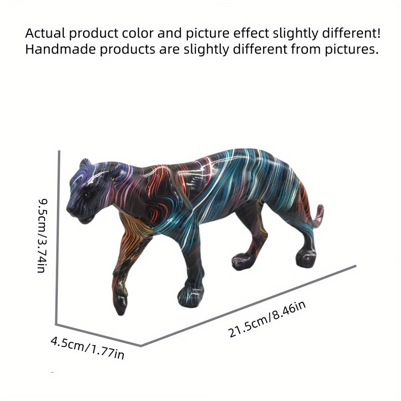 Tnessential Vibrant Graffiti Leopard Statue 3D Decor