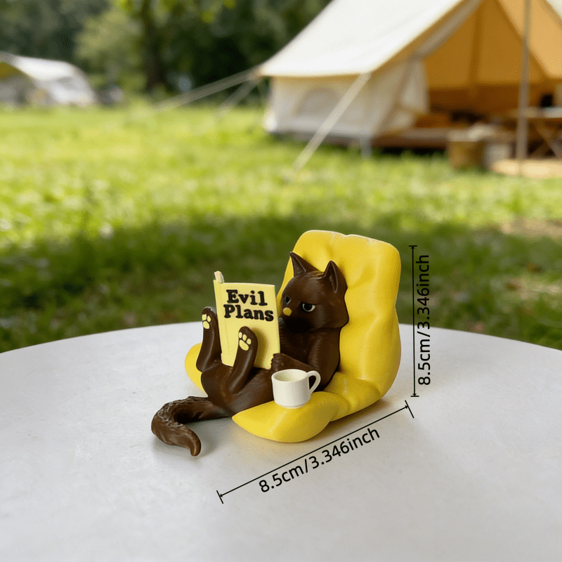Tnessential Cat Reading Ornament Figurine 3D Decor