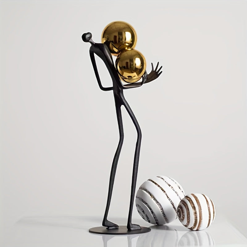 Tnessential Abstract Metal Hugging Sphere Figure Art Sculpture for 3D Decor