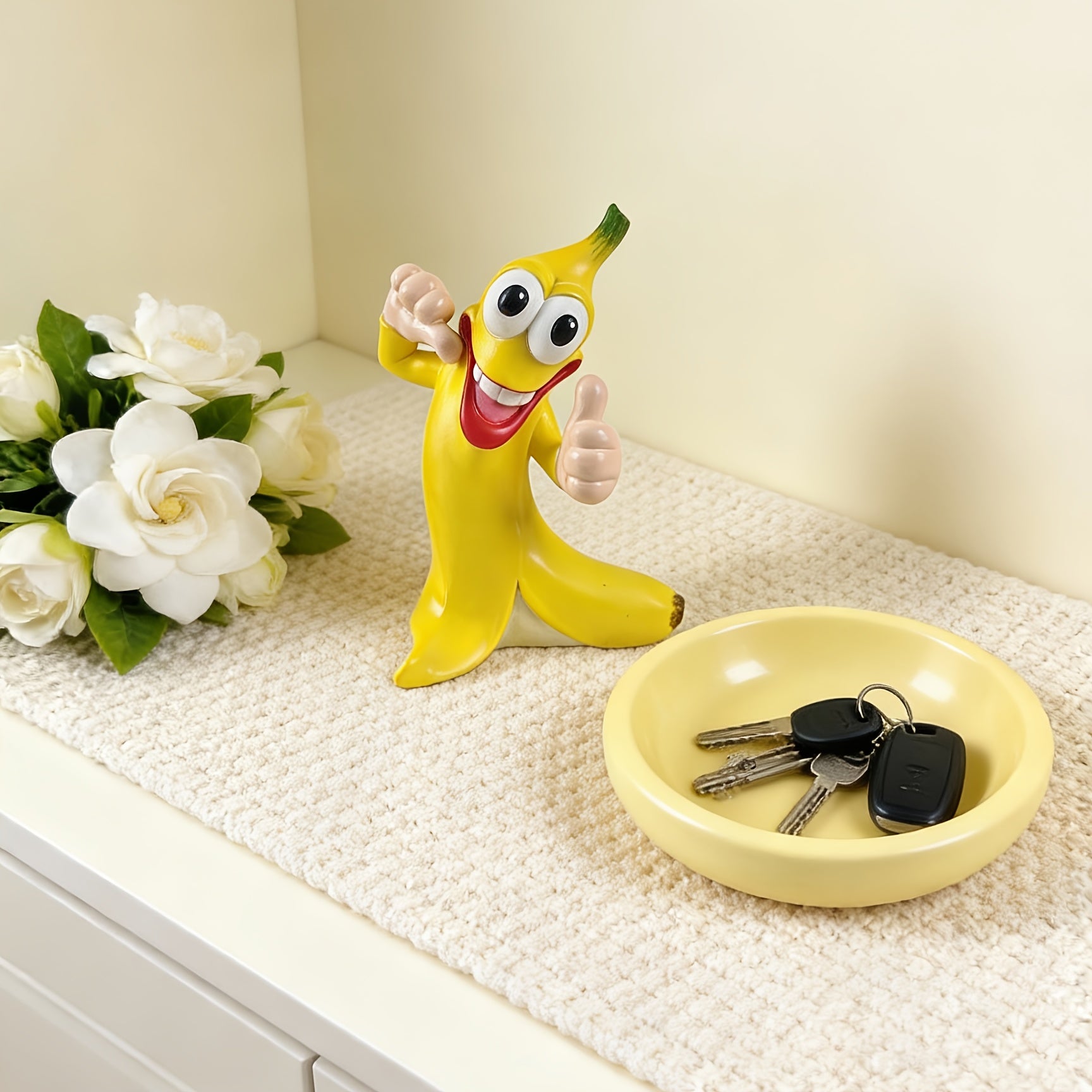 Tnessential Cute Pastoral Style Smiling Face Banana Ornament 3D Decor