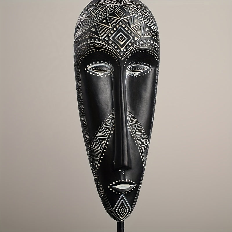 Tnessential Handcrafted Vintage Painted Resin African Mask Figurine 3D Decor