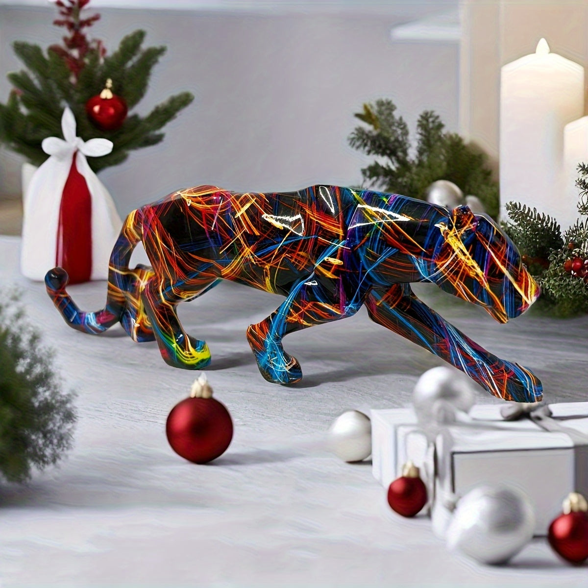 Tnessential One Resin Leopard Statue Decorative Sculpture 3D Decor