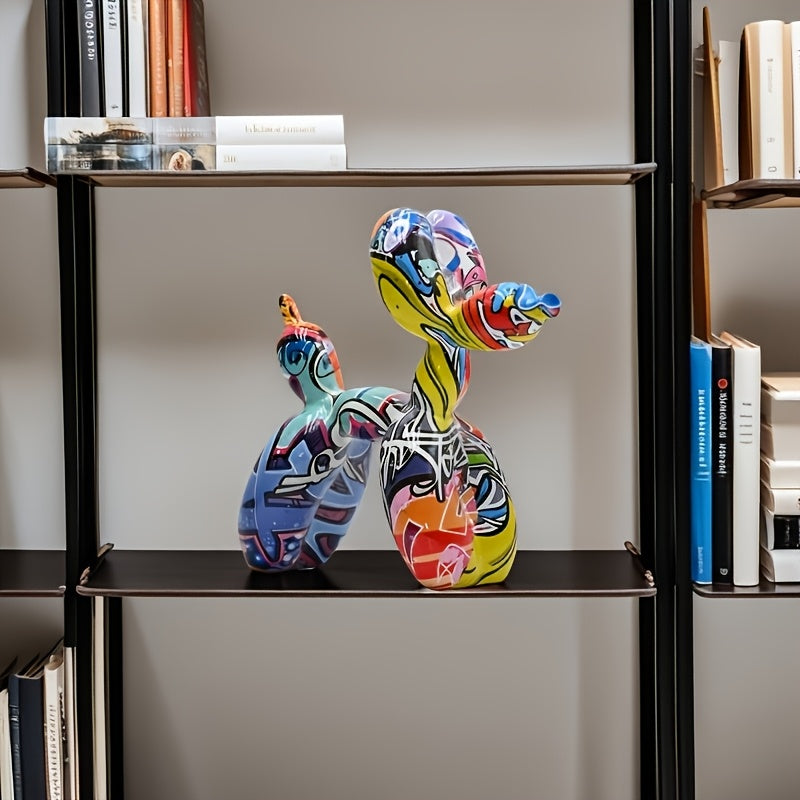 Tnessential Vibrant Graffiti Balloon Dog Sculpture 3D Decor