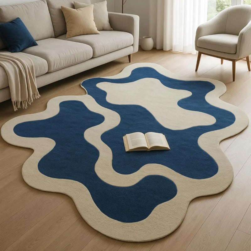 BLUE ABSTRACT RUG view 3