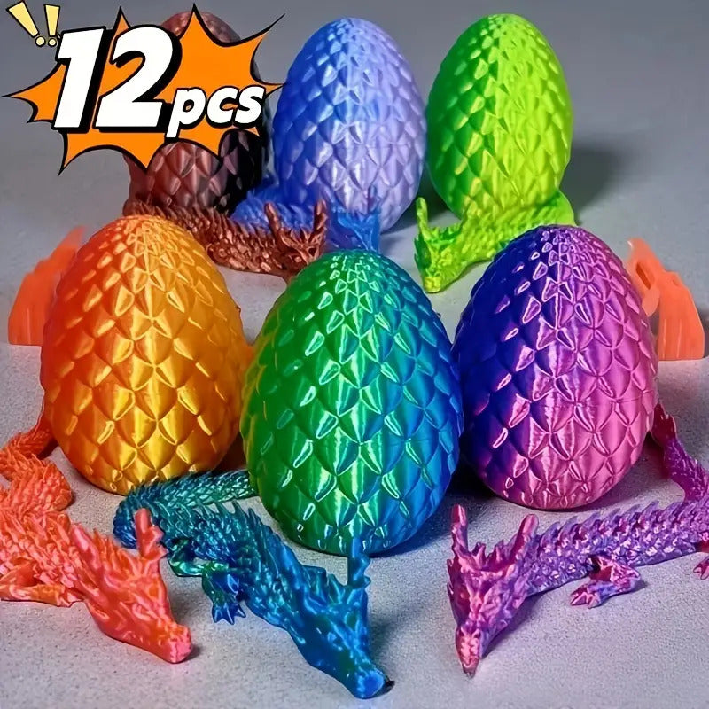 Tnessential Collectible Figurines 12pcs 3D Dragon & Egg Plastic 3D Decor