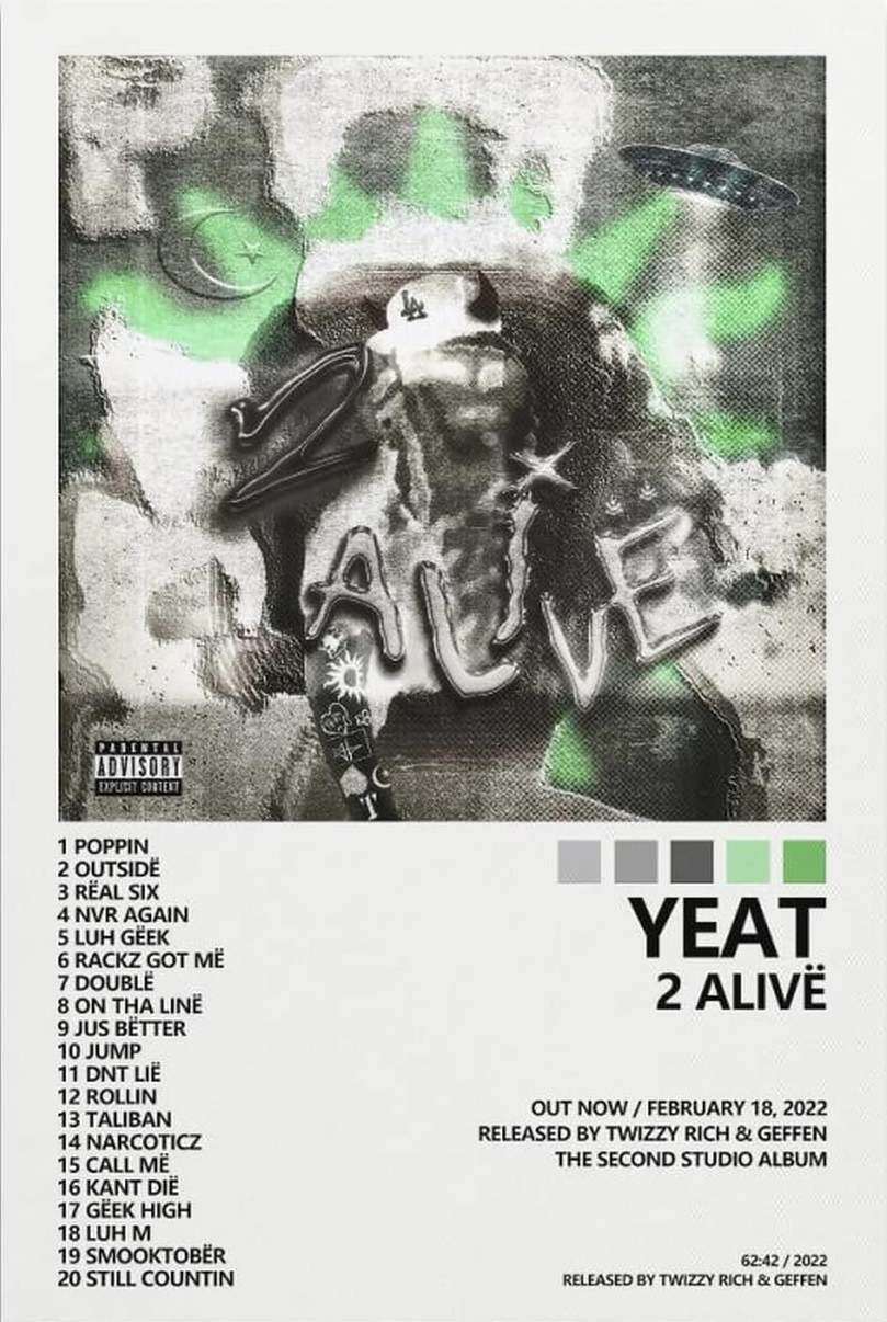 YEAT "2 ALIVE" CANVAS POSTER