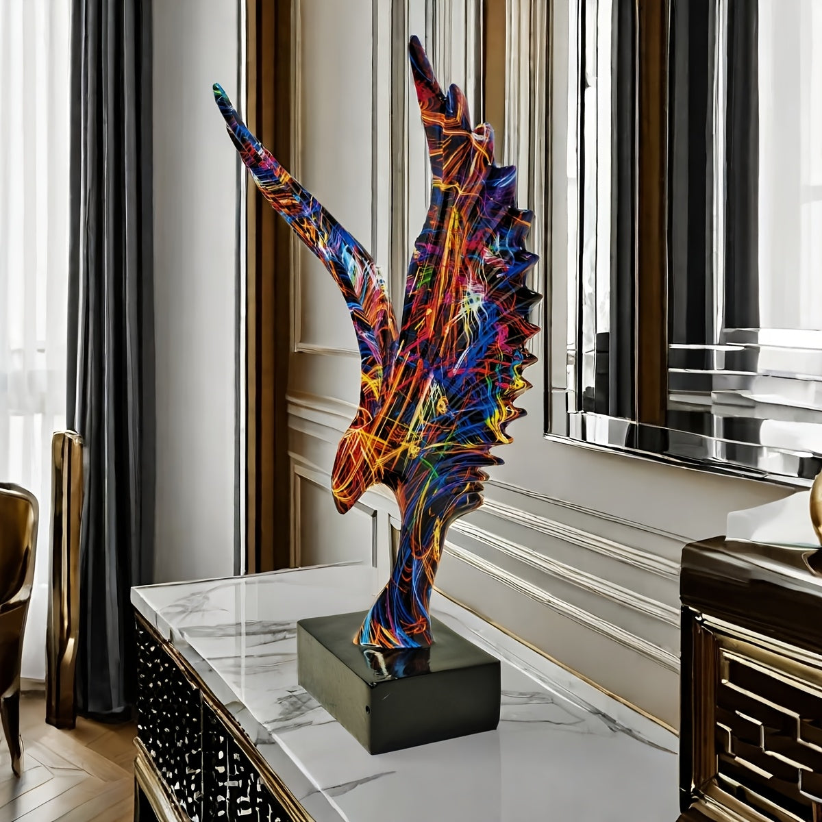 Tnessential Chic Colorful Eagle Statue 3D Decor