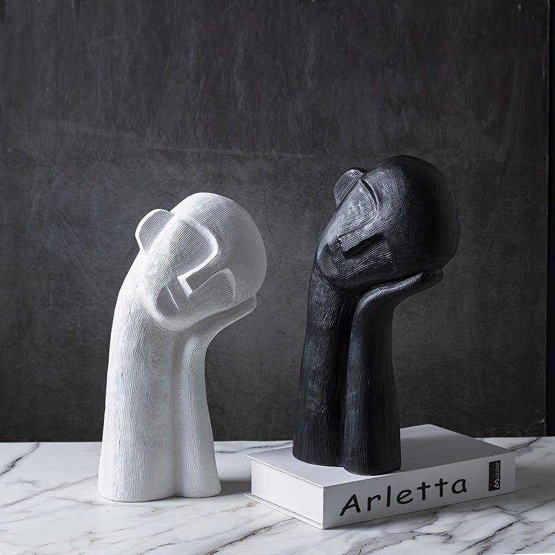 Tnessential Black and White Tilted Head and Chin Portrait Figure 3D Decor