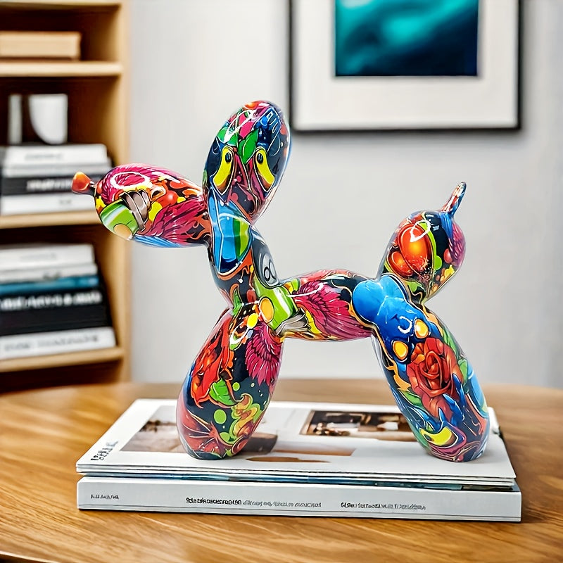 Tnessential Graffiti Balloon Dog Sculpture Animal Statues Art Figurines 3D Decor